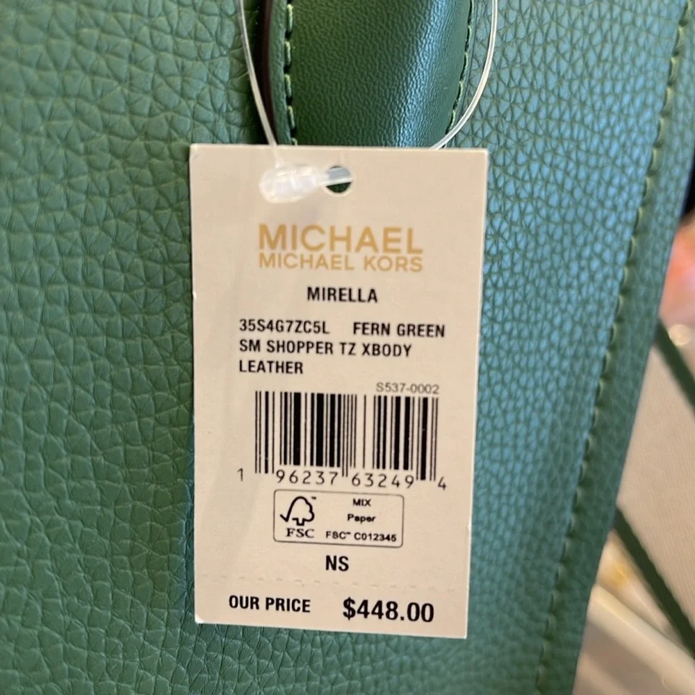 MICHAEL KORS  Mirella Small Pebbled Leather Crossbody Bag Fern Green NWT